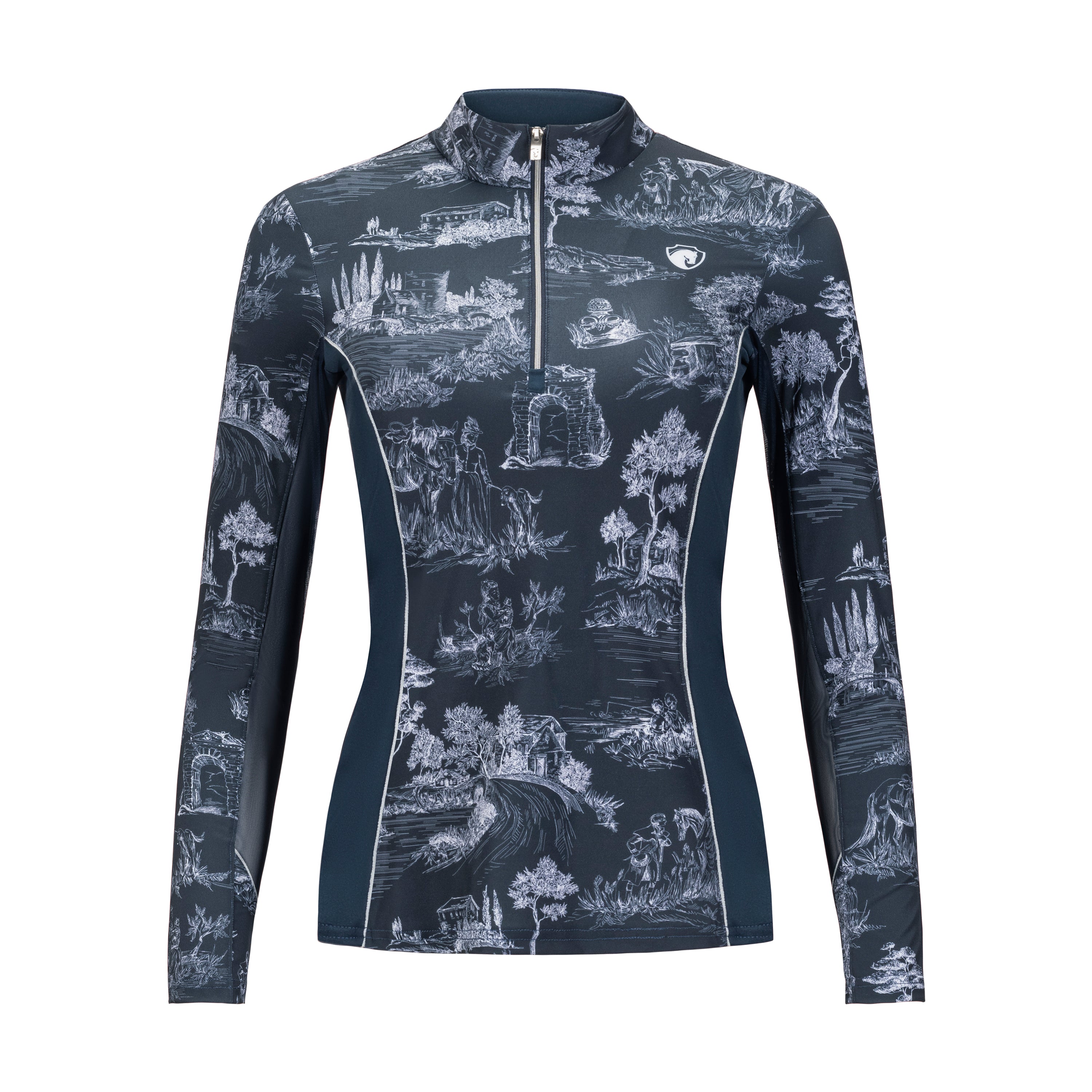 Countryside Toile, Navy Sun Shirt w/Mesh