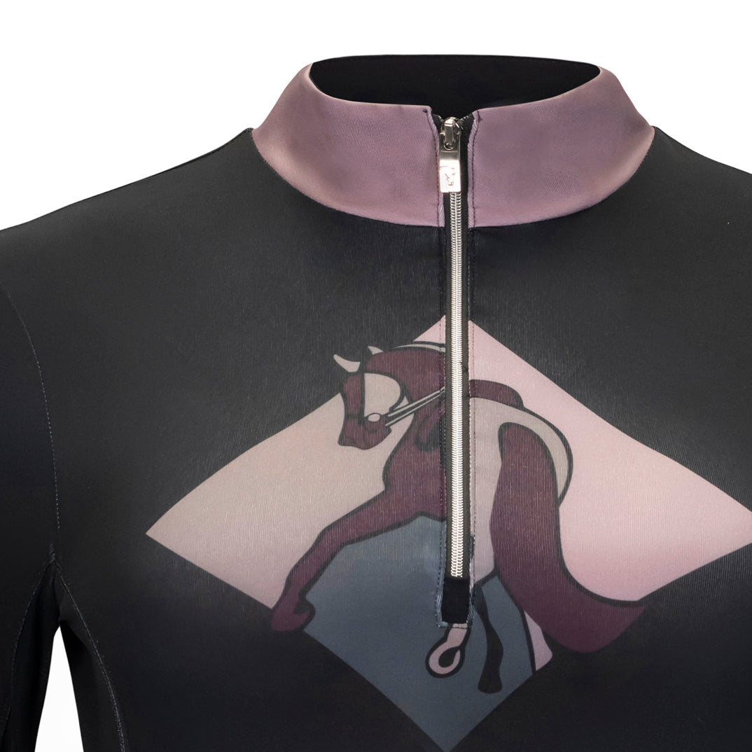 J. Robbins - Dressage/Diamond, Black Sun Shirt w/MESH