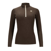 Merino Bamboo Quarter Zip, Teak/Champagne