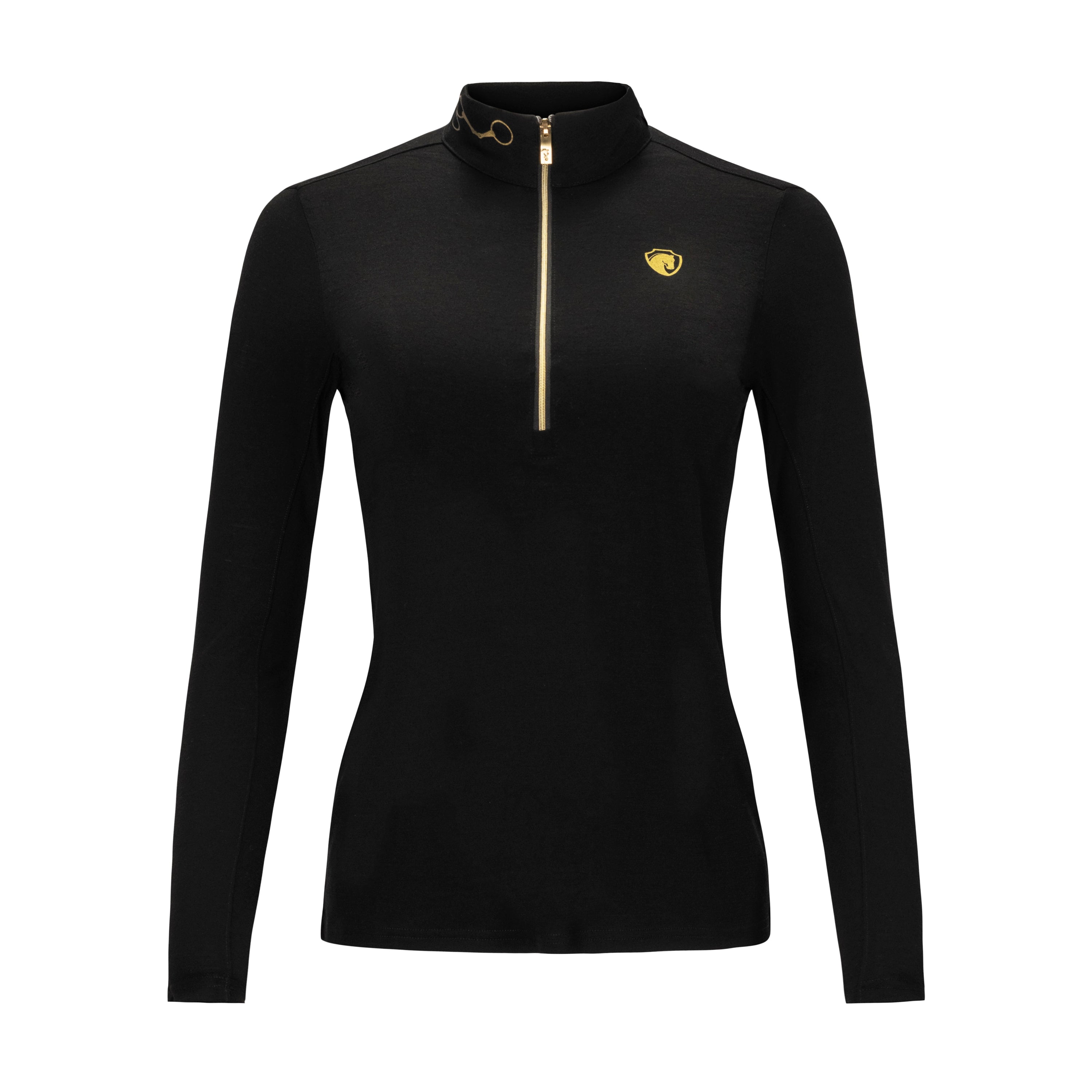 Superfine Merino Quarter Zip, Black/Gold