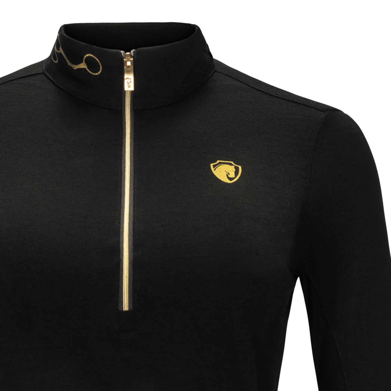 Superfine Merino Quarter Zip, Black/Gold