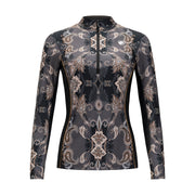Houndstooth Paisley, Black Sun Shirt w/Mesh Half-Zip