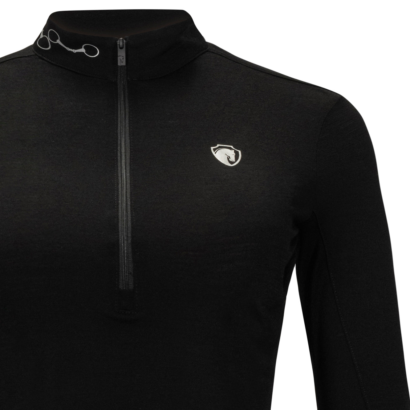 Superfine Merino Quarter Zip, Black/Silver
