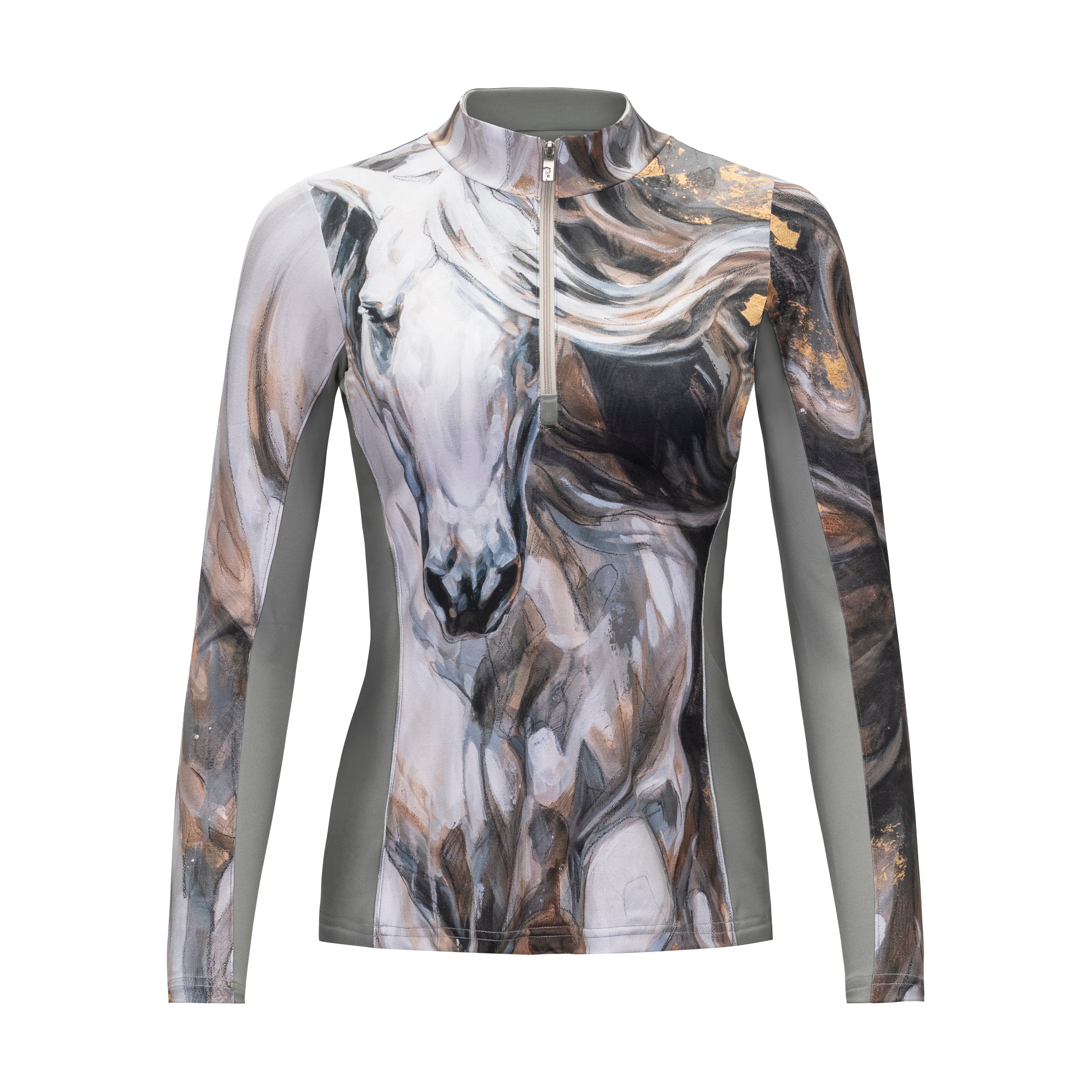 Elise Genest 'White Horse' Sun Shirt, Grey w/ Mesh
