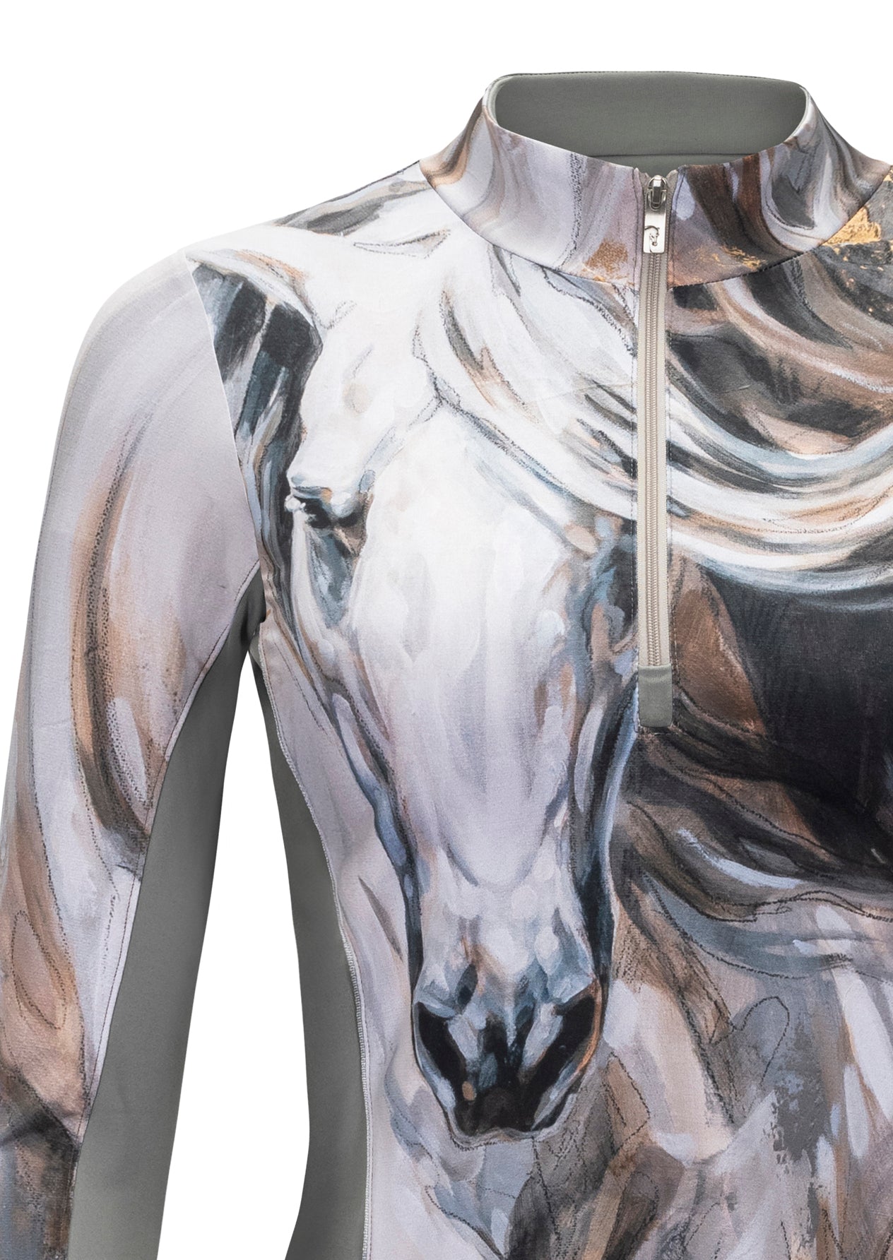 Elise Genest 'White Horse' Sun Shirt, Grey w/ Mesh