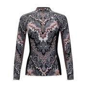 Boho, Peony & Black Sun Shirt w/Mesh Half-Zip