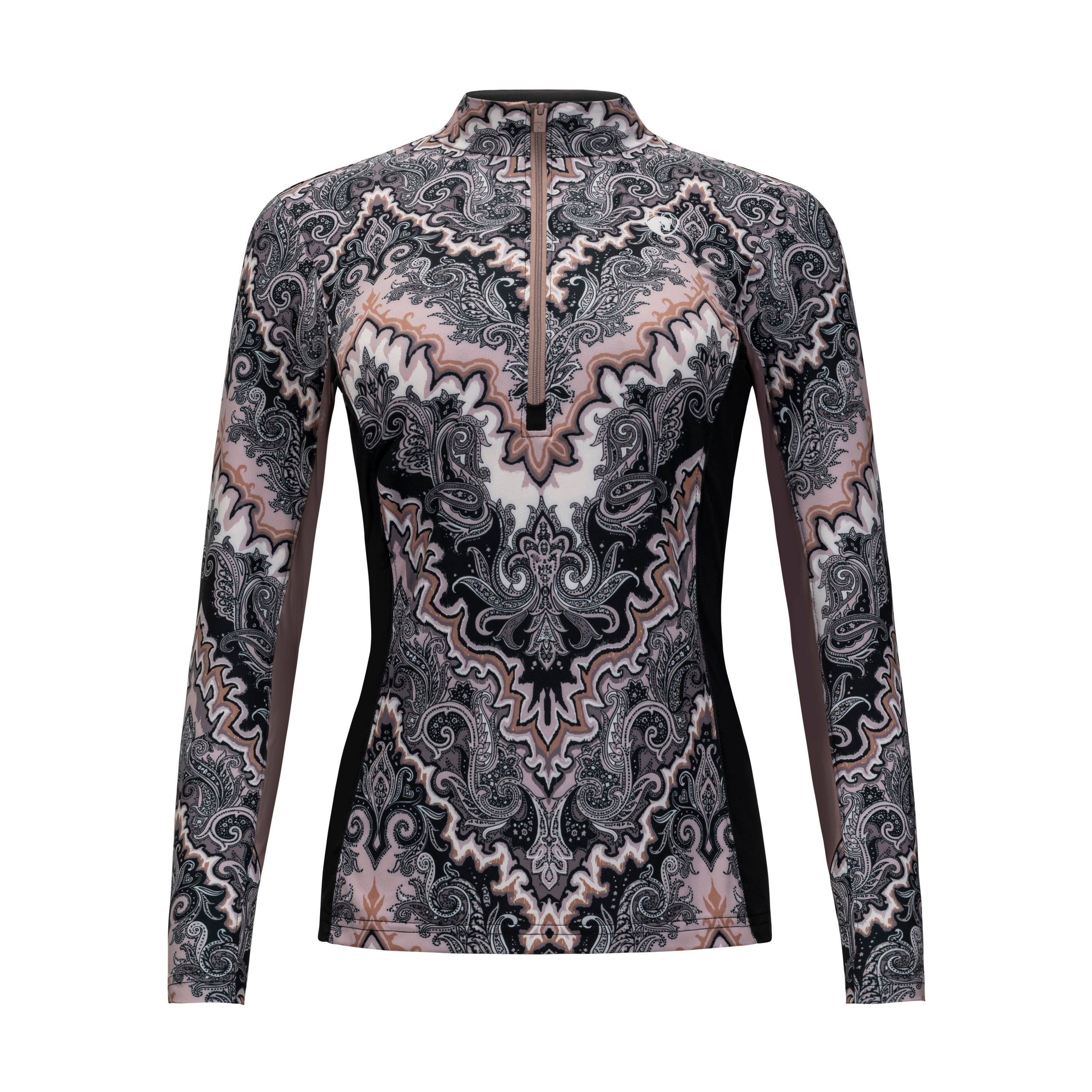 Boho, Peony & Black Sun Shirt w/Mesh Half-Zip