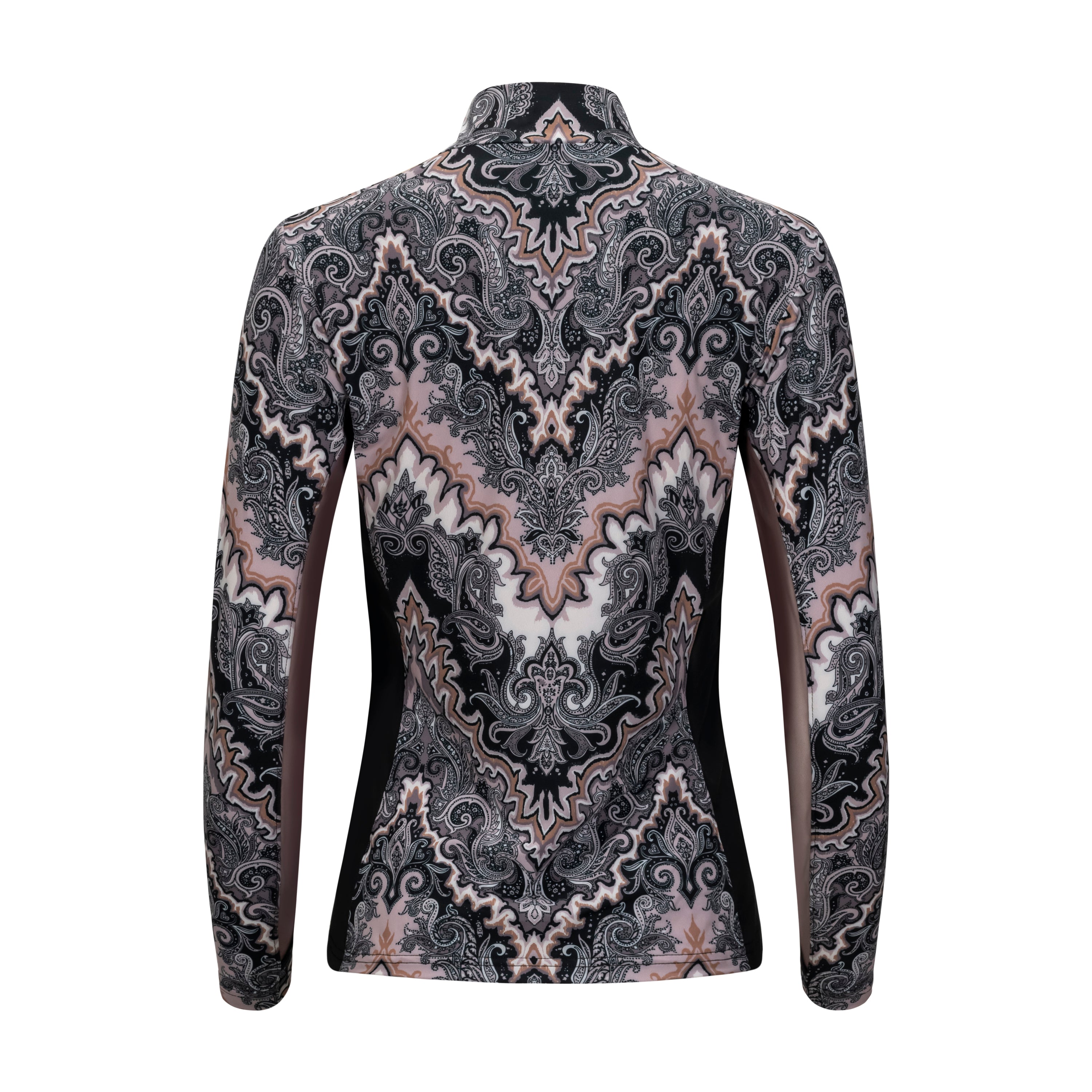 Boho, Peony & Black Sun Shirt w/Mesh Half-Zip