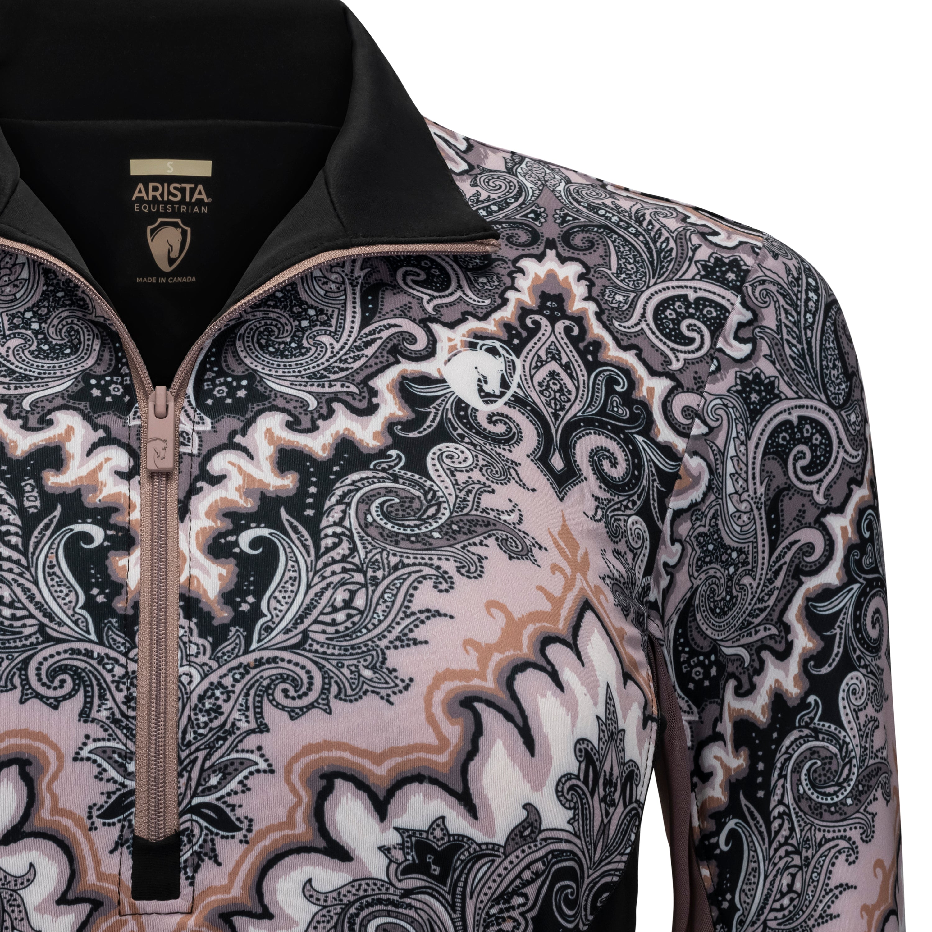 Boho, Peony & Black Sun Shirt w/Mesh Half-Zip