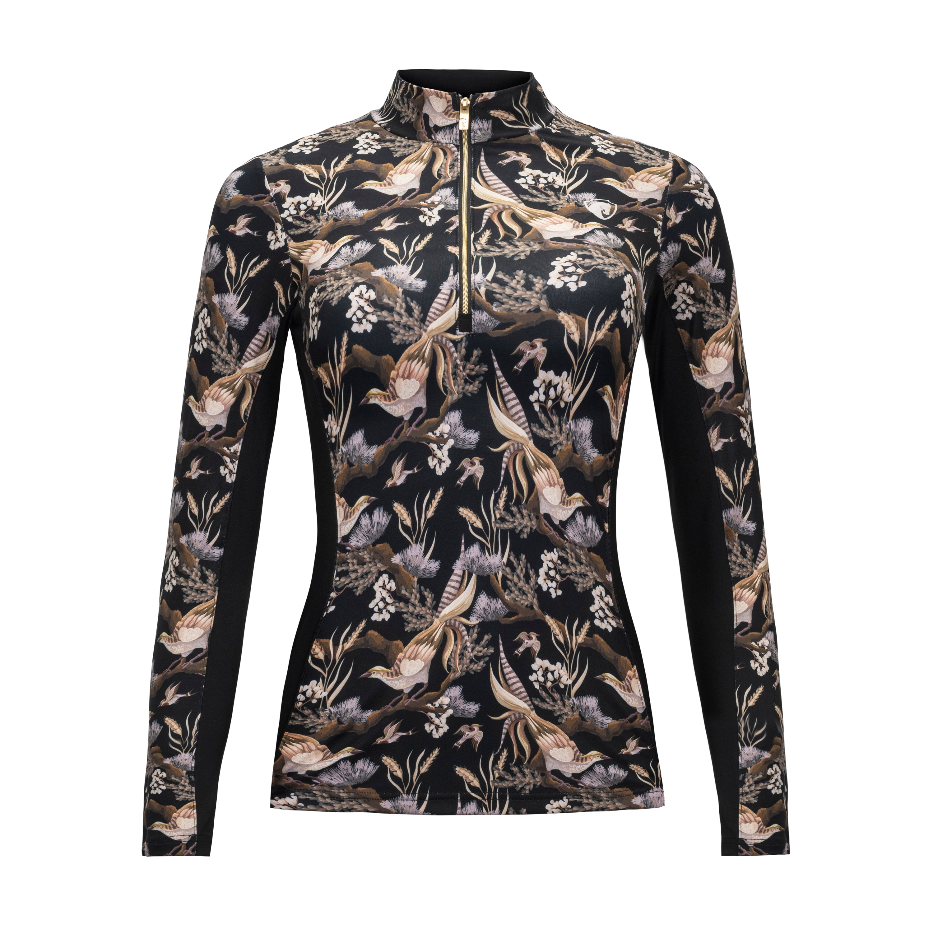 Pheasant Floral, Black Sun Shirt