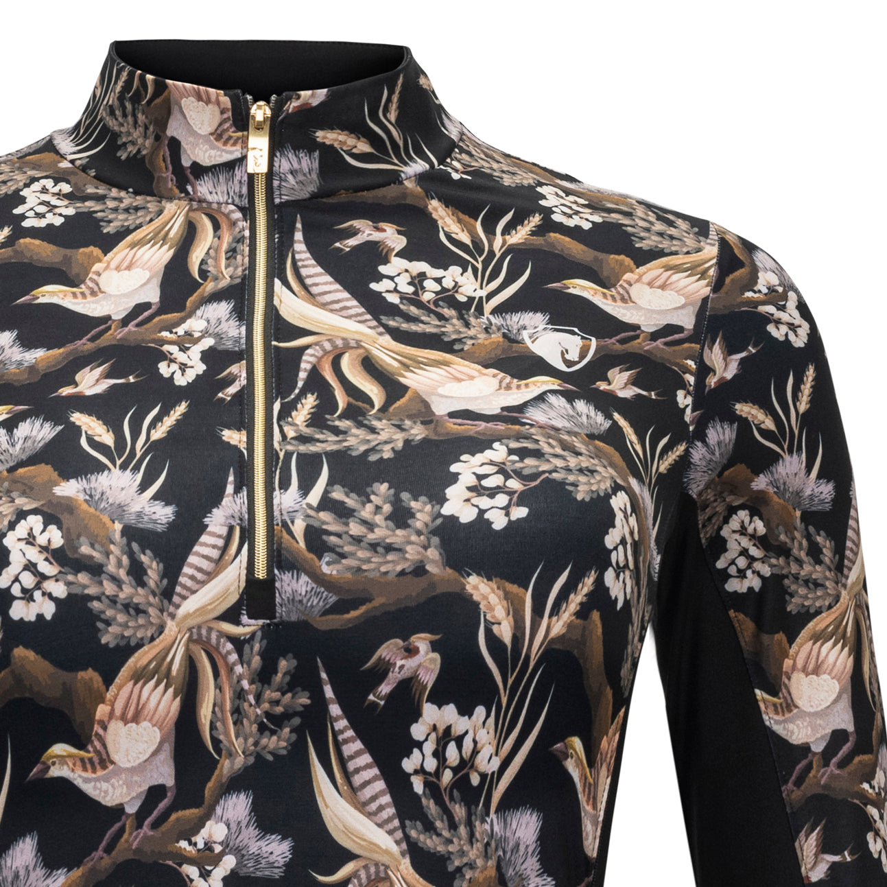 Pheasant Floral, Black Sun Shirt