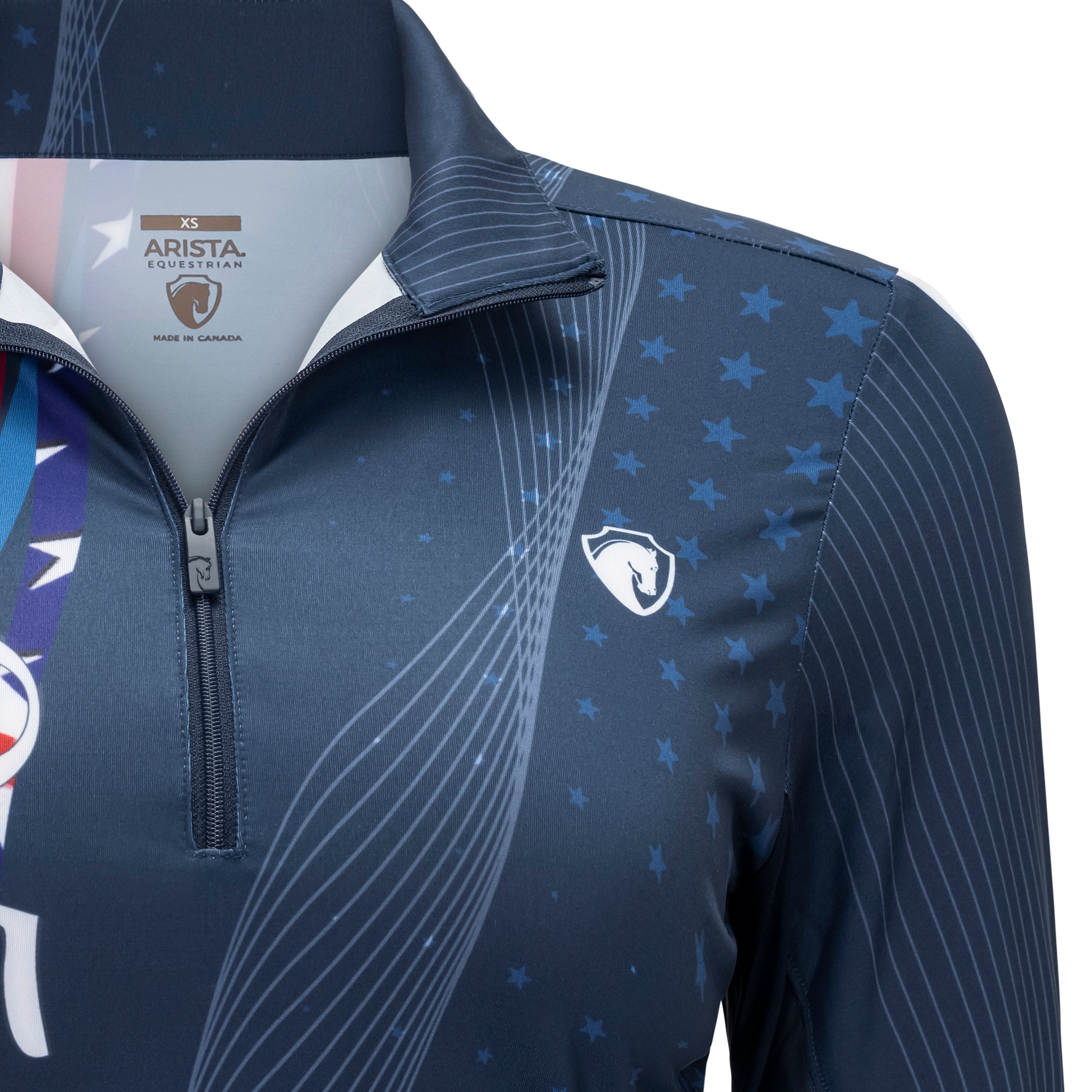 Patriot 250, Navy quarter-zip sun shirt w/mesh