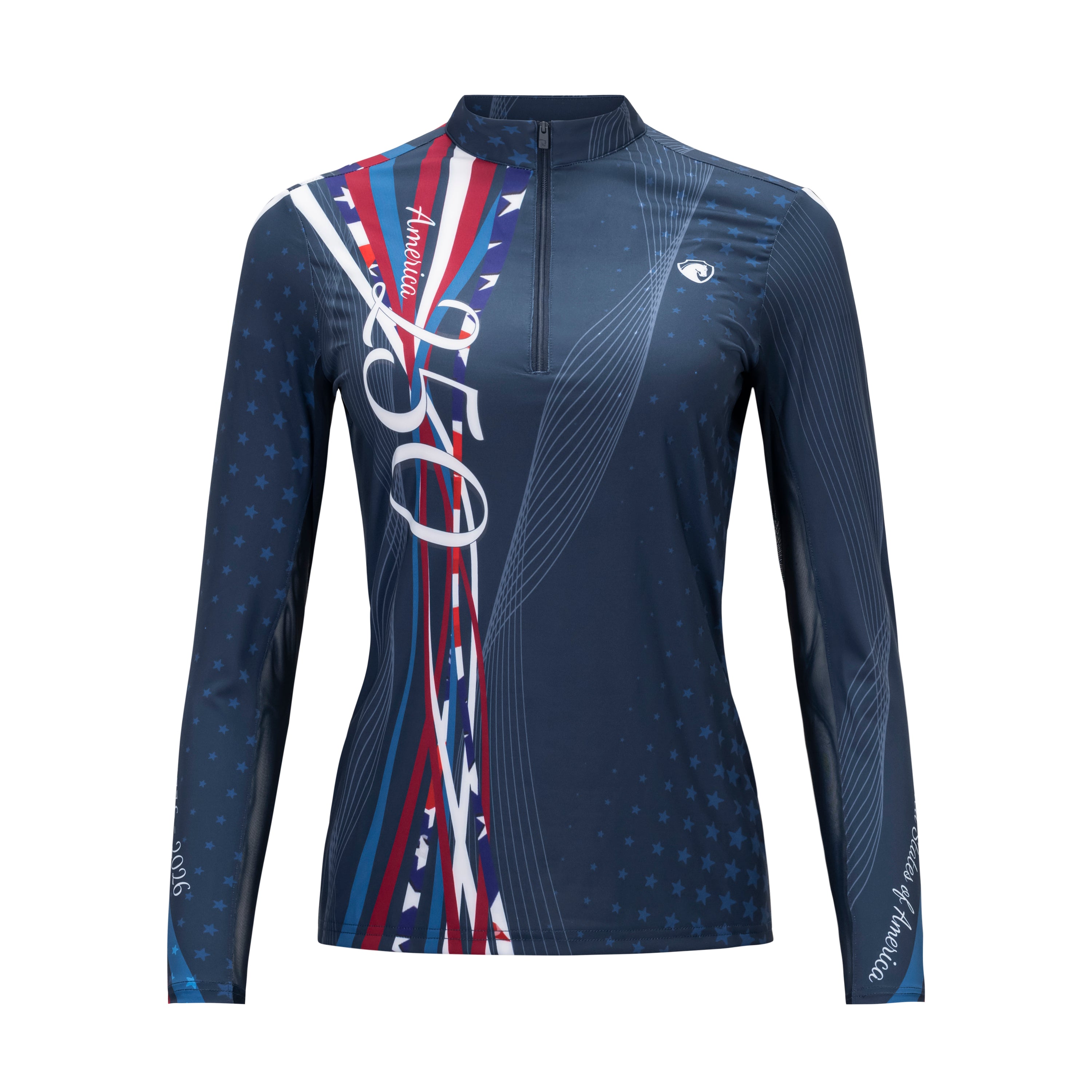 Patriot 250, Navy quarter-zip sun shirt w/mesh