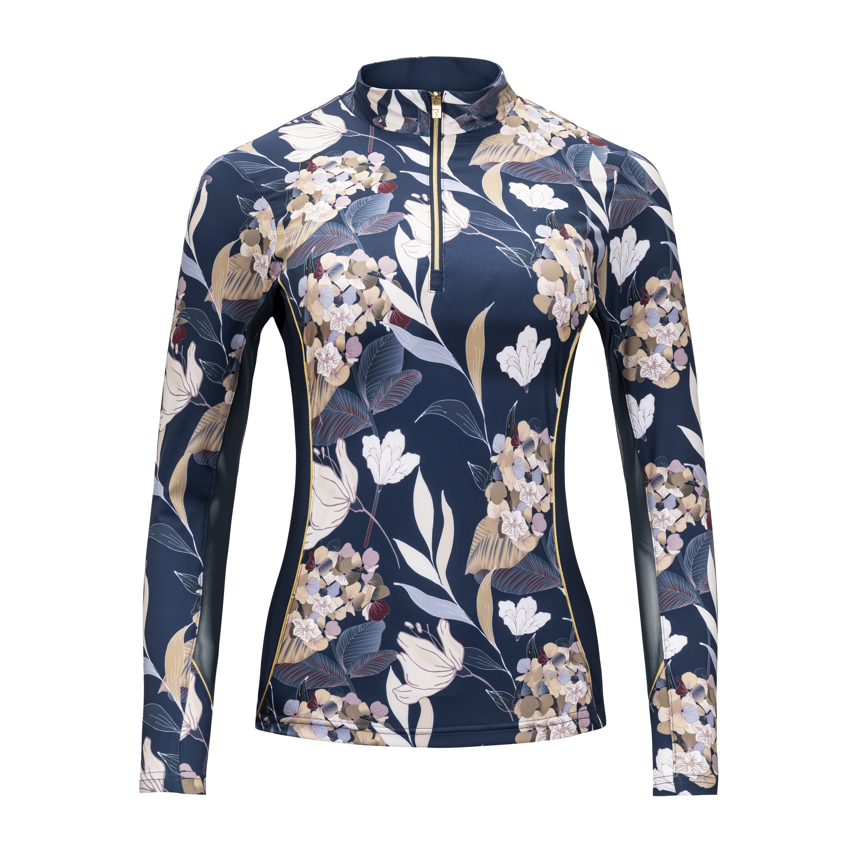 Hydrangea, Navy Sun Shirt w/MESH