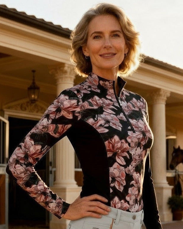 Poppies, Black Sun Shirt w/ Mesh