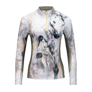 Elise Genest 'Artpaillange' Greige Sun Shirt w/Mesh