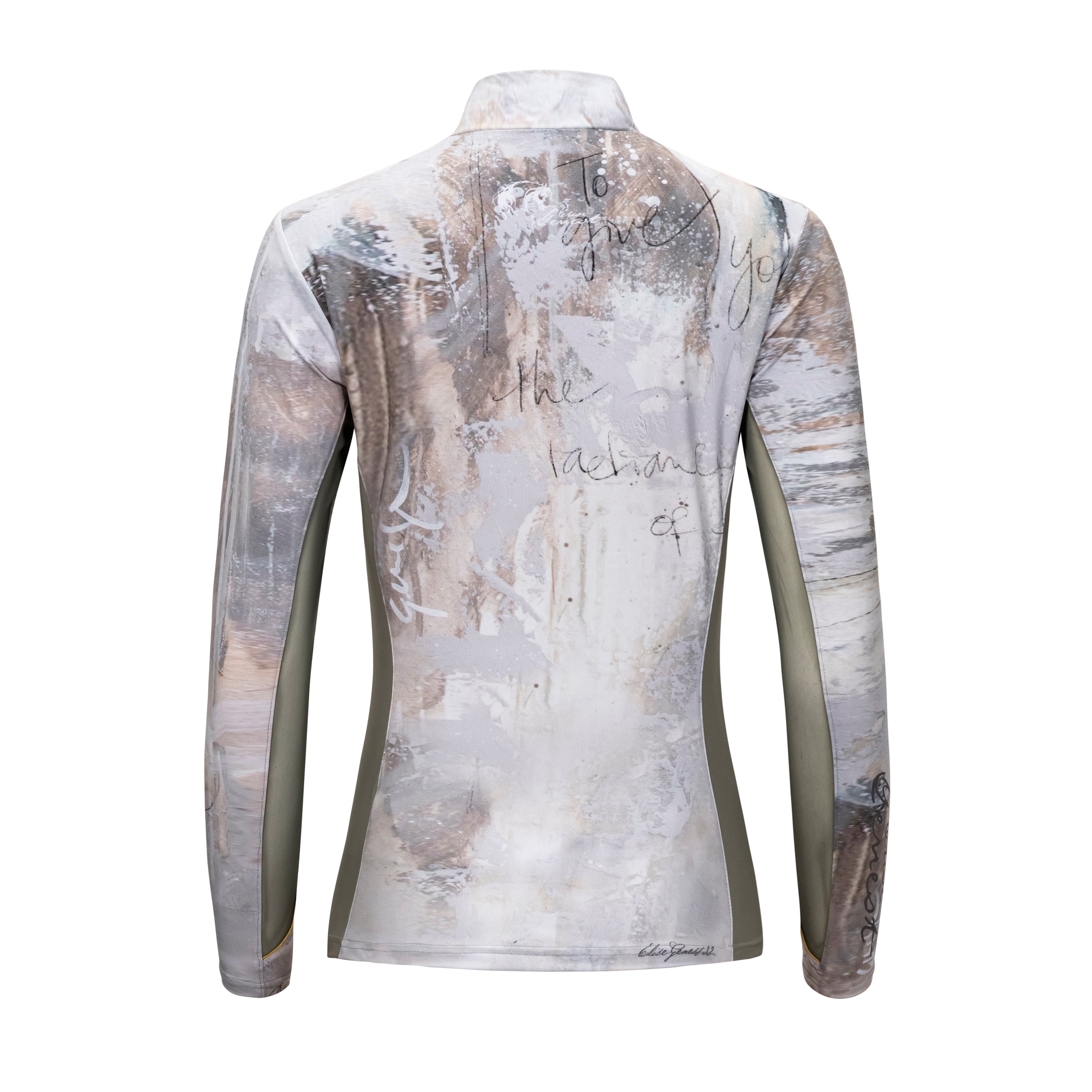 Elise Genest 'Artpaillange' Greige Sun Shirt w/Mesh