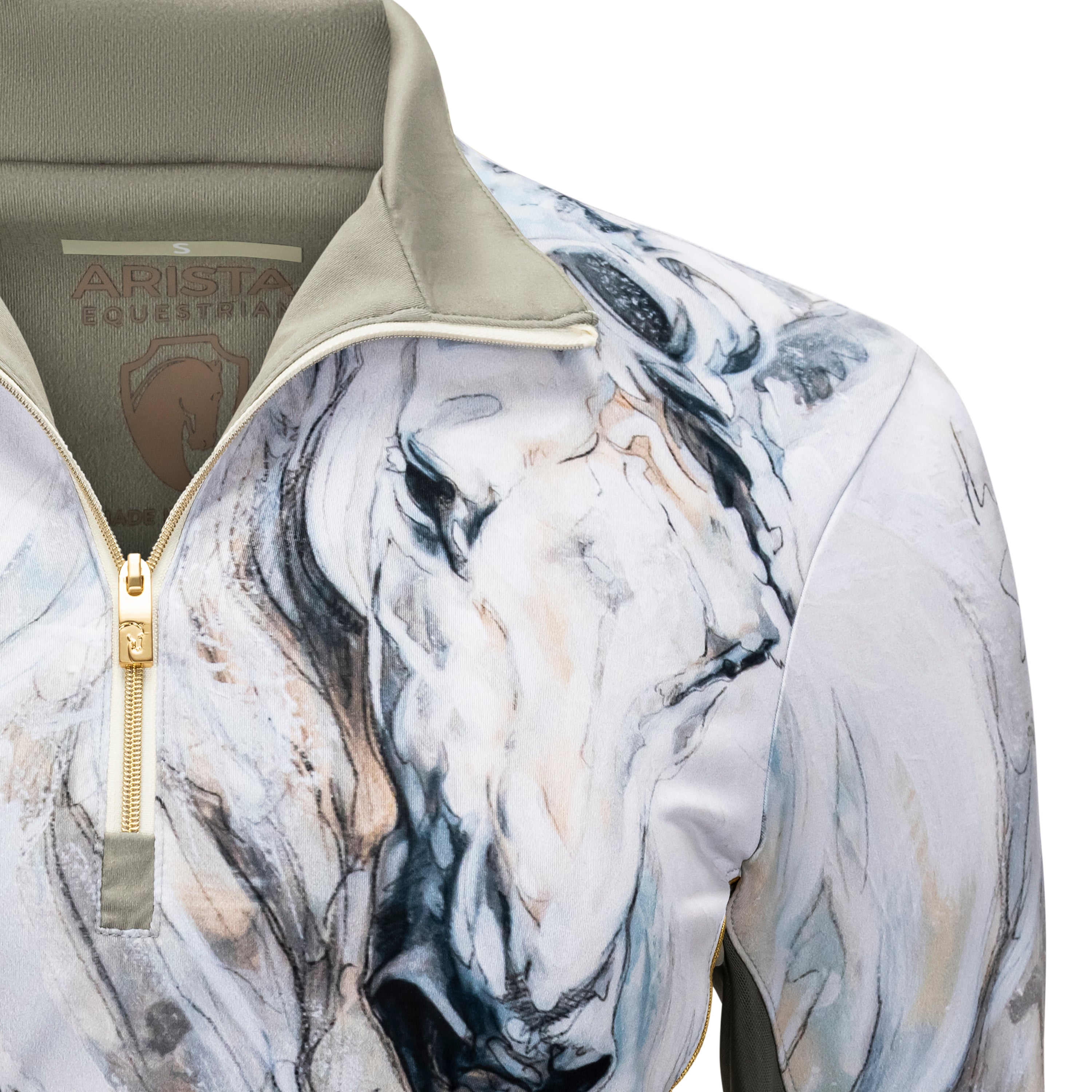 Elise Genest 'Artpaillange' Greige Sun Shirt w/Mesh