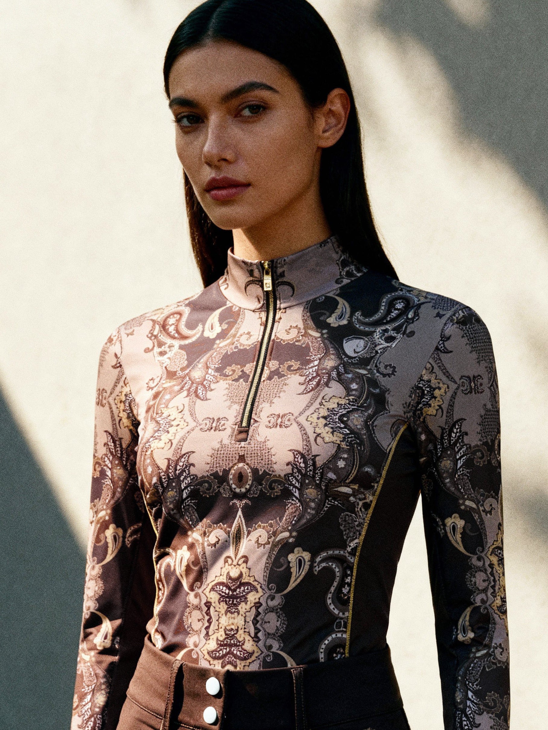 Houndstooth Paisley, Fig Sun Shirt w/MESH