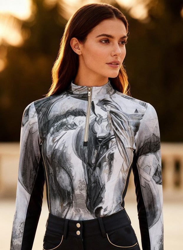 Elise Genest "GREY" Sun Shirt w/ MESH