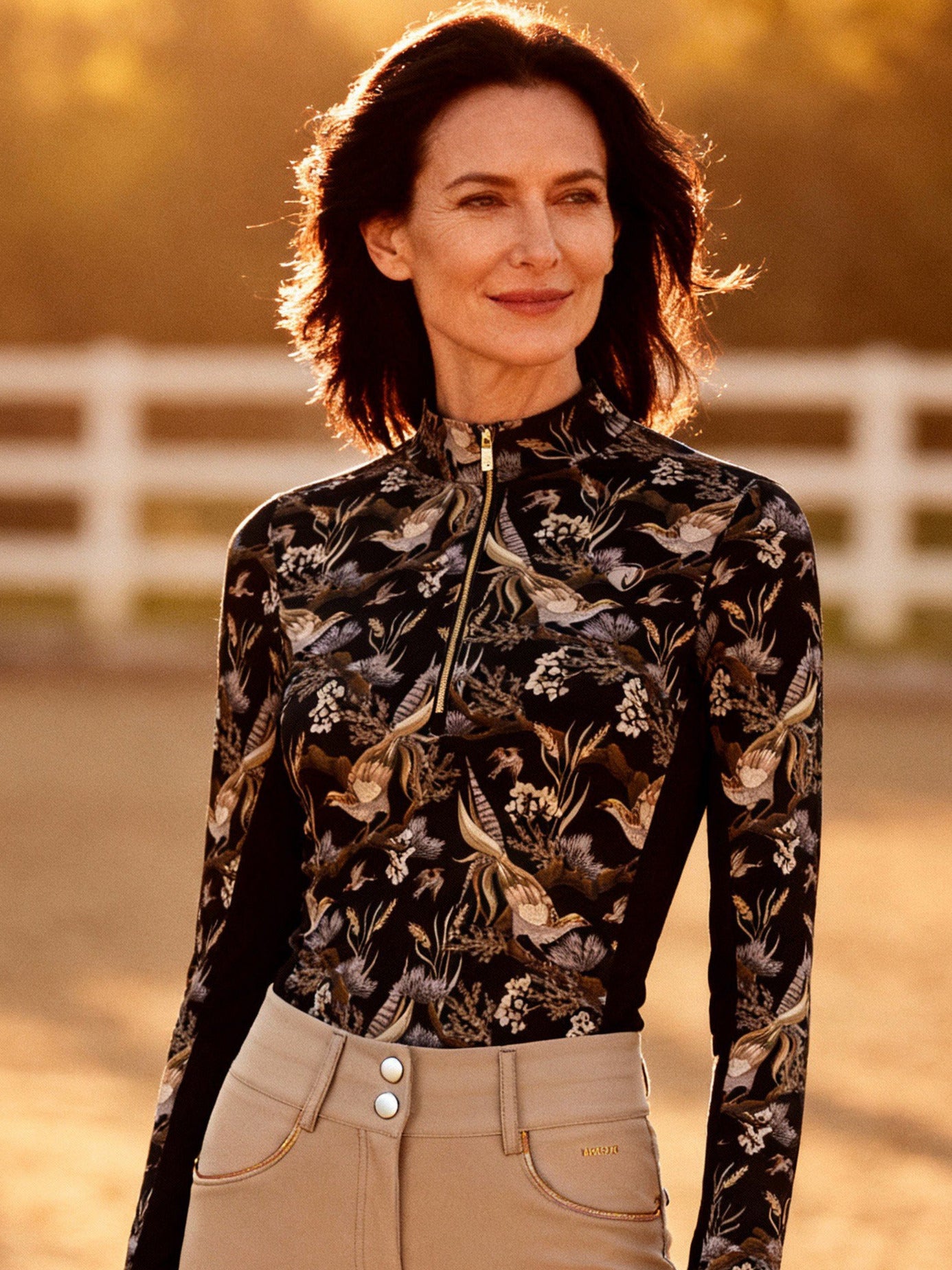 Pheasant Floral, Black Sun Shirt