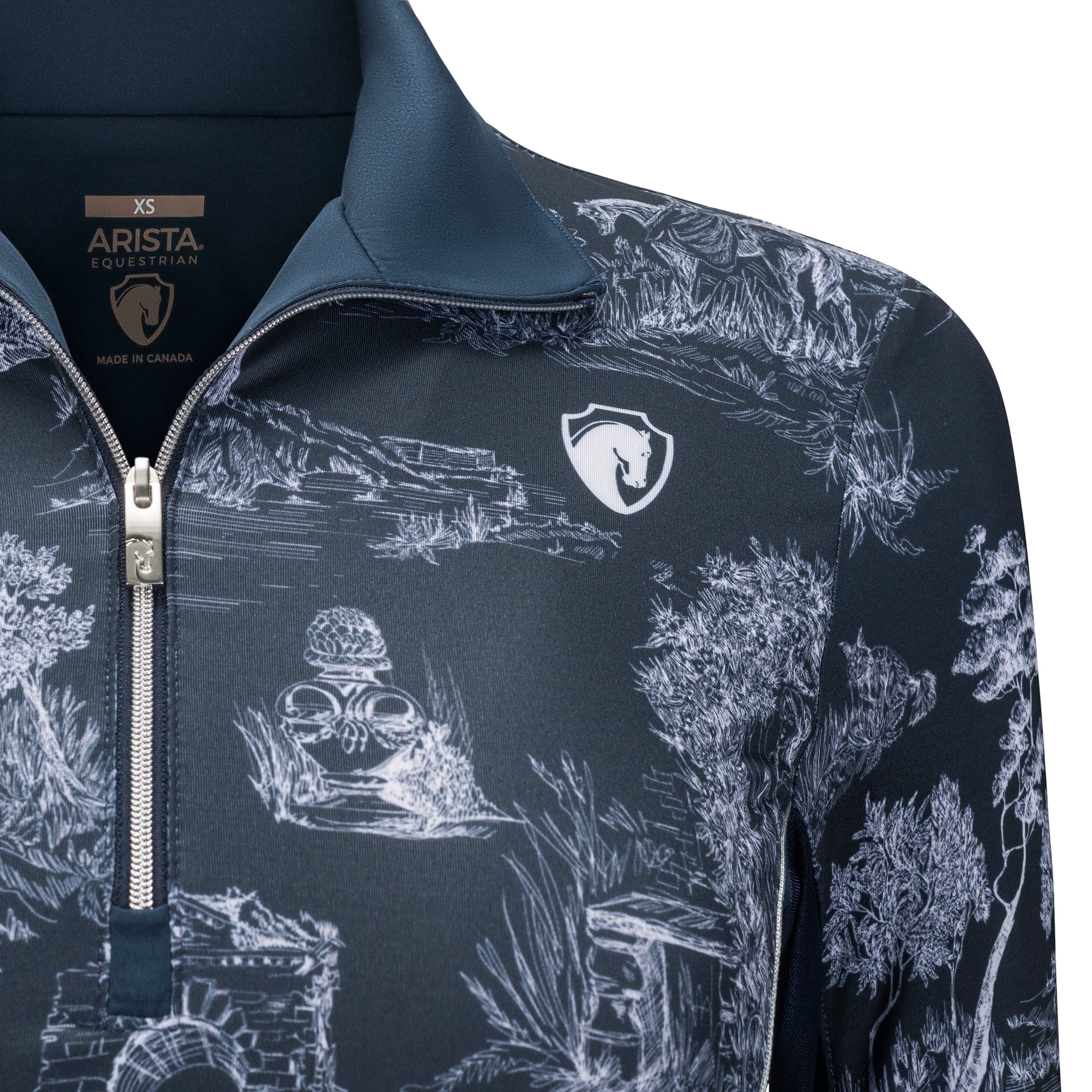 Countryside Toile, Navy Sun Shirt w/Mesh