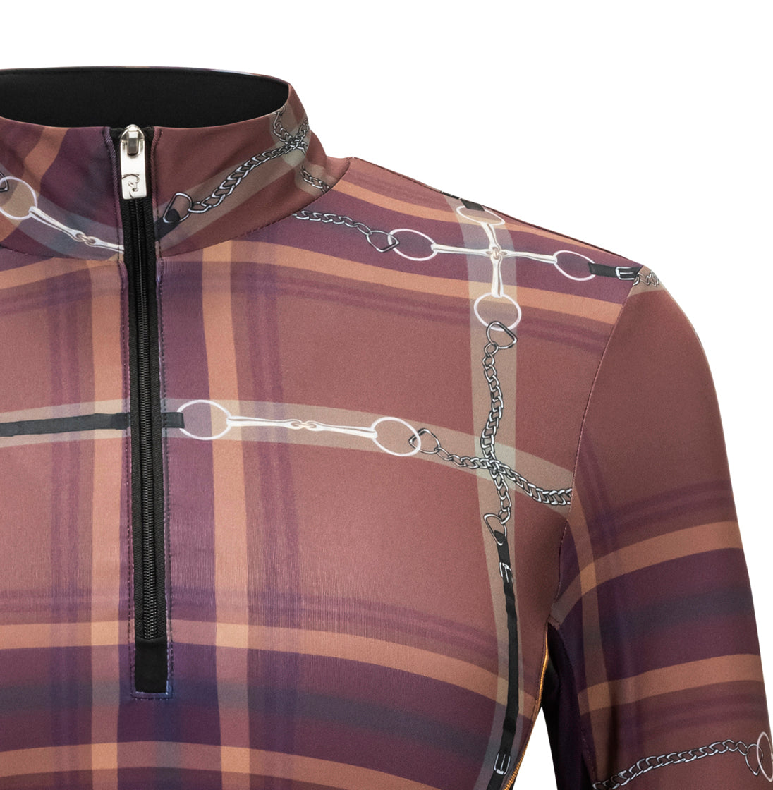 Dressage Plaid Sun Shirt, Plum w/mesh