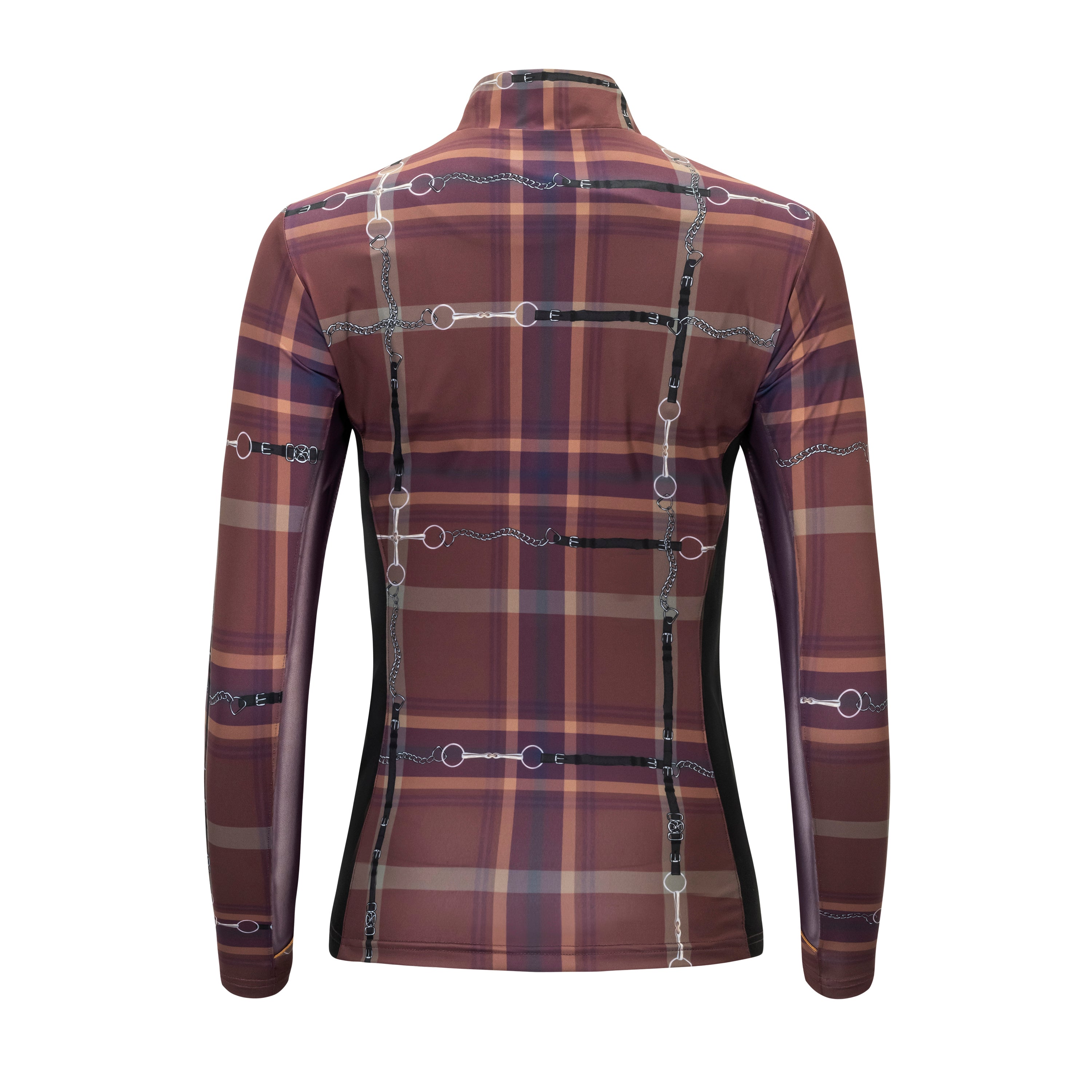 Dressage Plaid Sun Shirt, Plum w/mesh