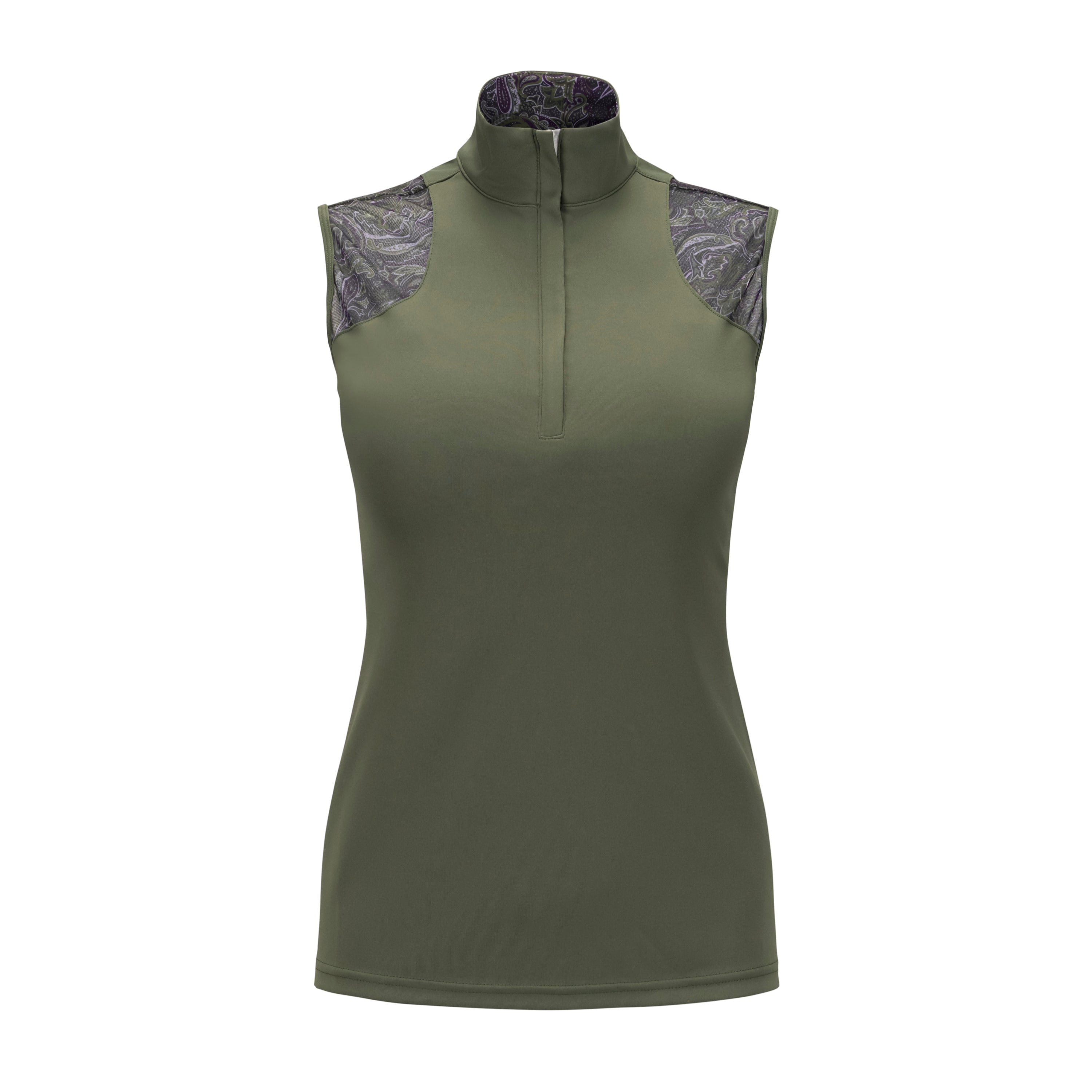 Midsummer Mesh Sleeveless Sun Shirt, Light Olive & Paisley