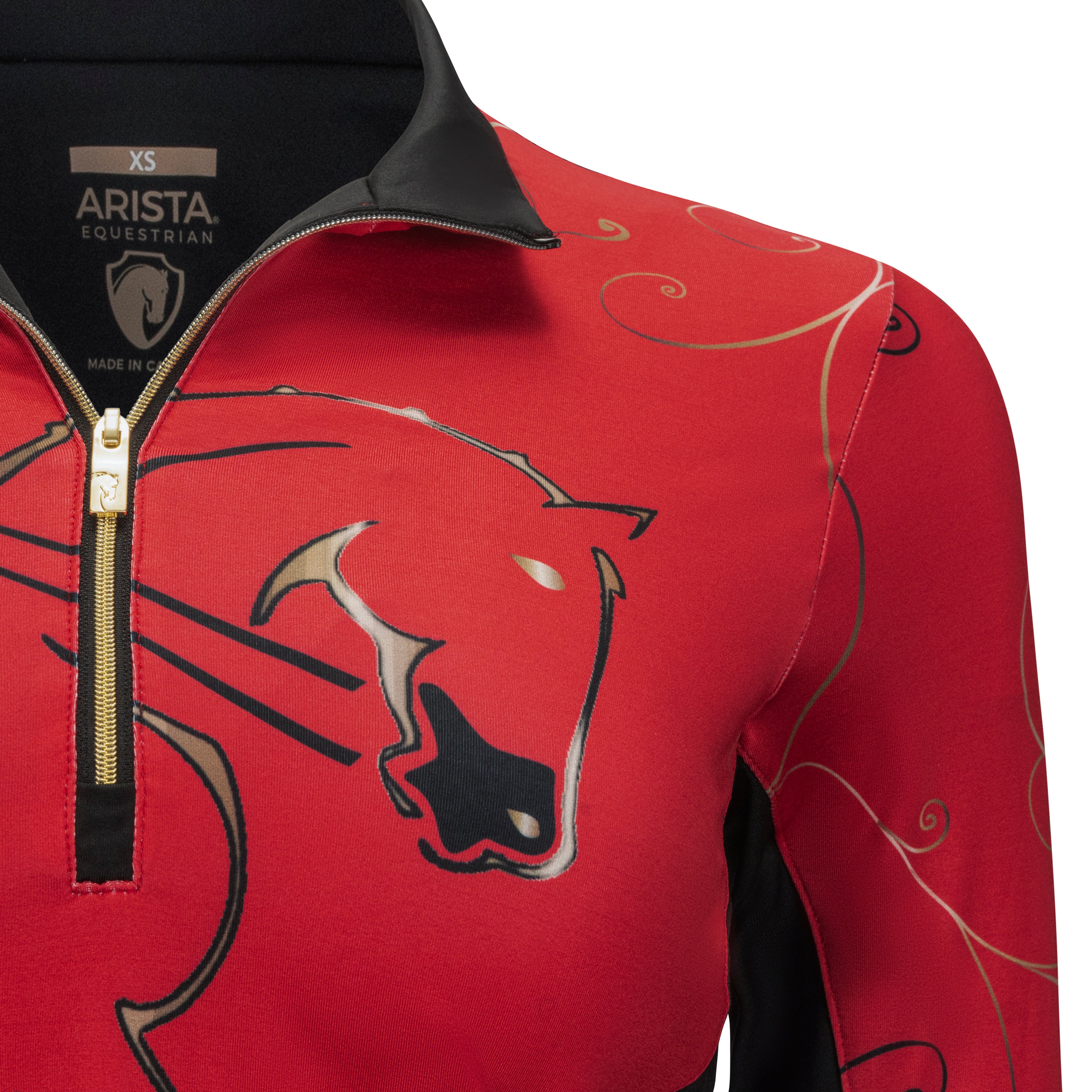 Dressage Sun Shirt, Red & Black, w/mesh