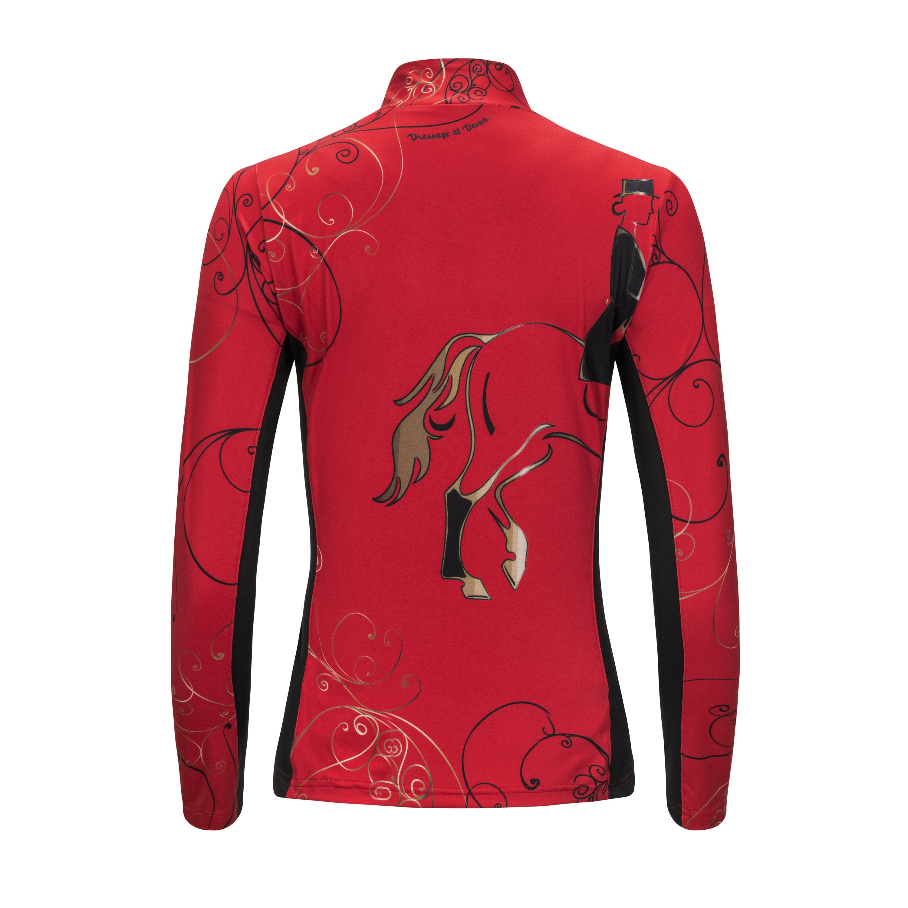 Dressage Sun Shirt, Red & Black, w/mesh