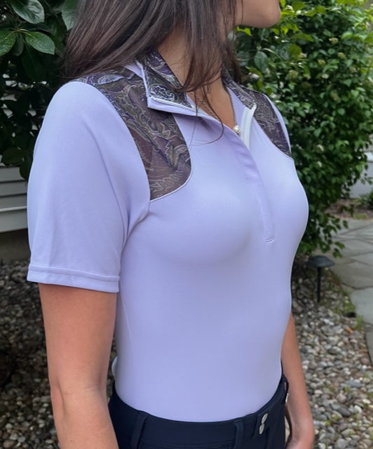 Midsummer Mesh Short Sleeve Sun Shirt, Paisley in Lavender
