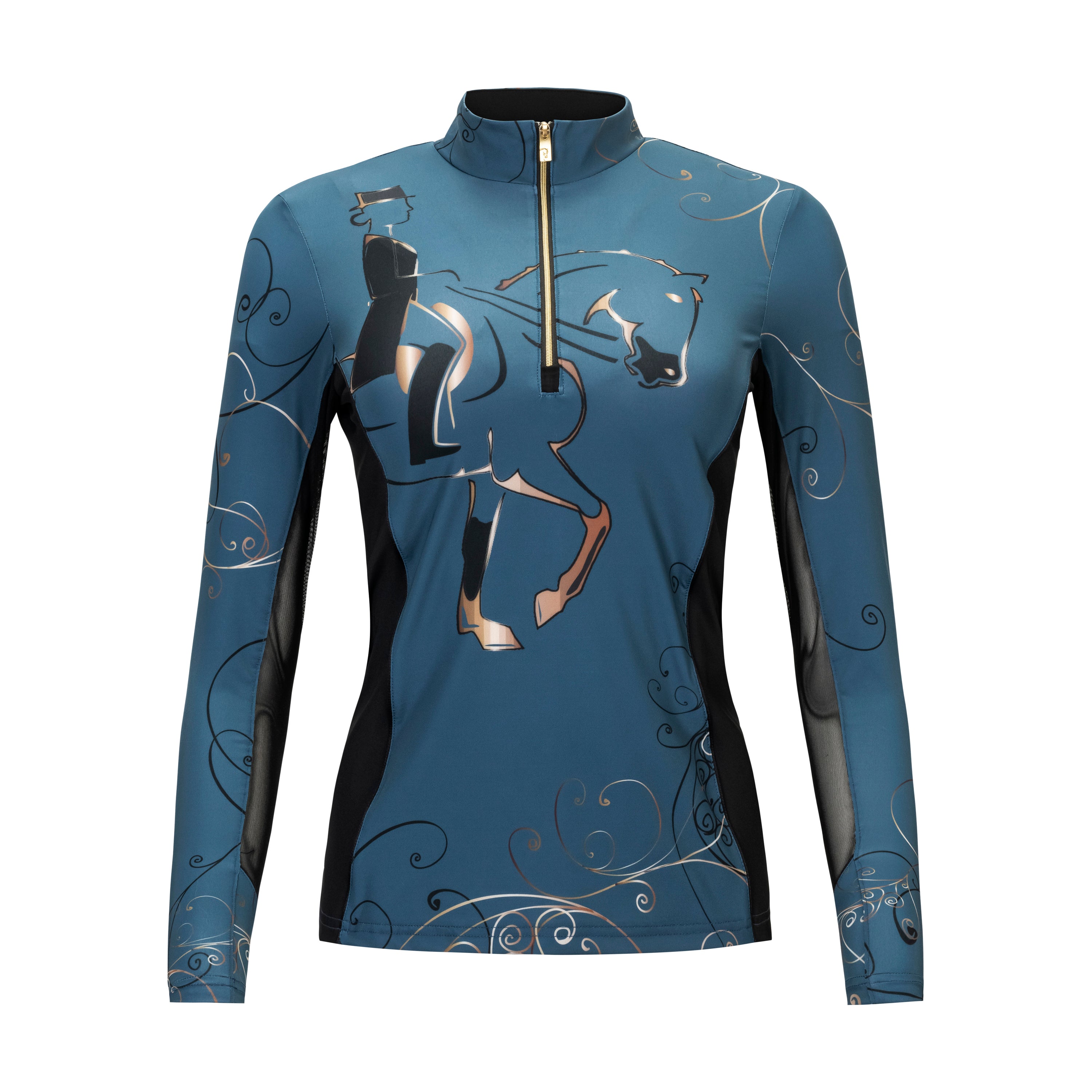 Dressage Sun Shirt, Sapphire w/mesh