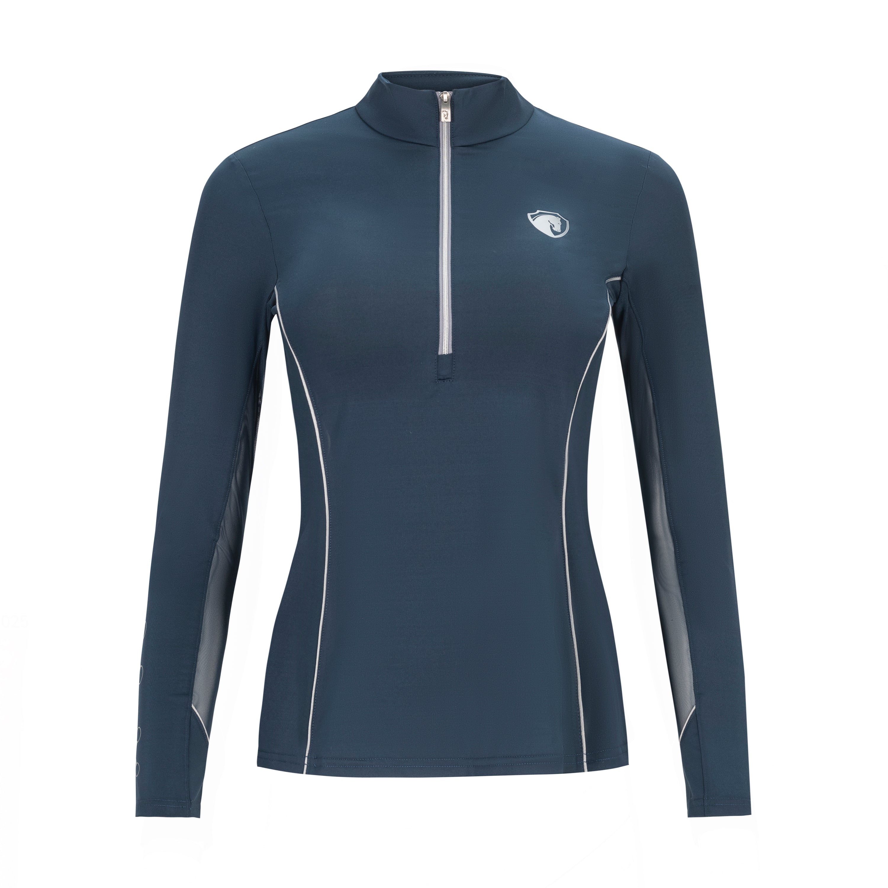 Sporty Solid, NAVY Half Zip Sun Shirt w/ MESH
