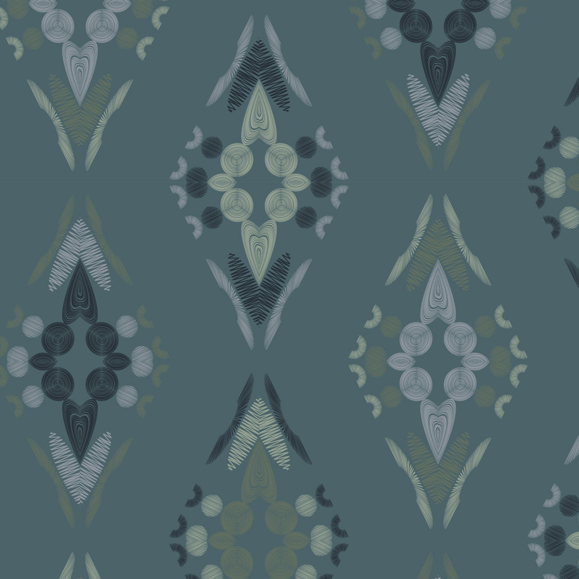 Yara, Peacock& Navy Sun Shirt w/MESH