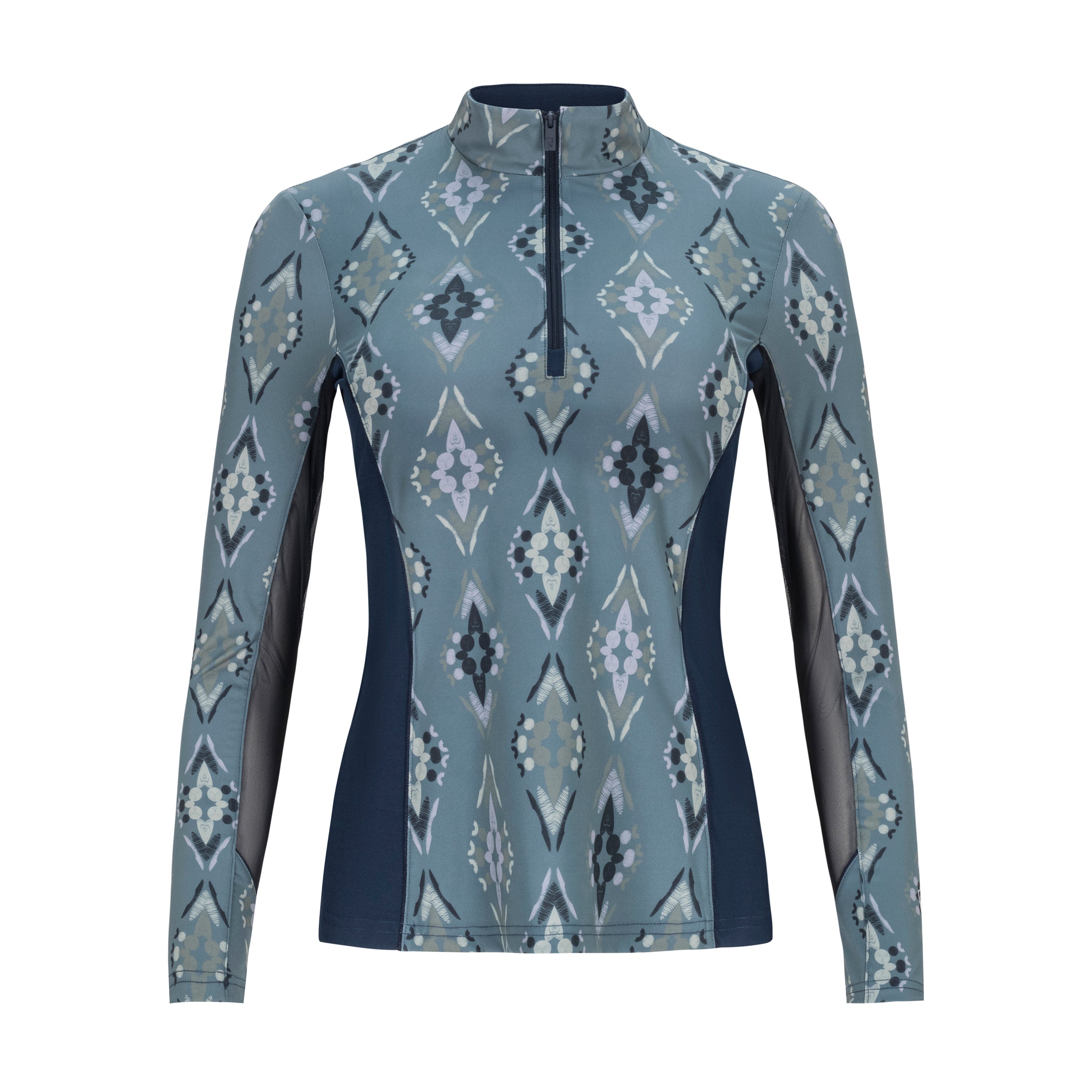 Yara, Peacock& Navy Sun Shirt w/MESH