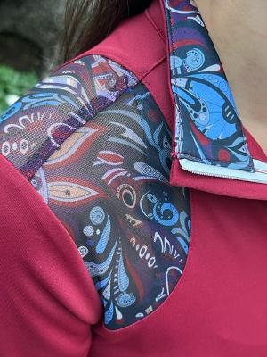 Midsummer Mesh Short Sleeve Sun Shirt, Pucci in Garnet
