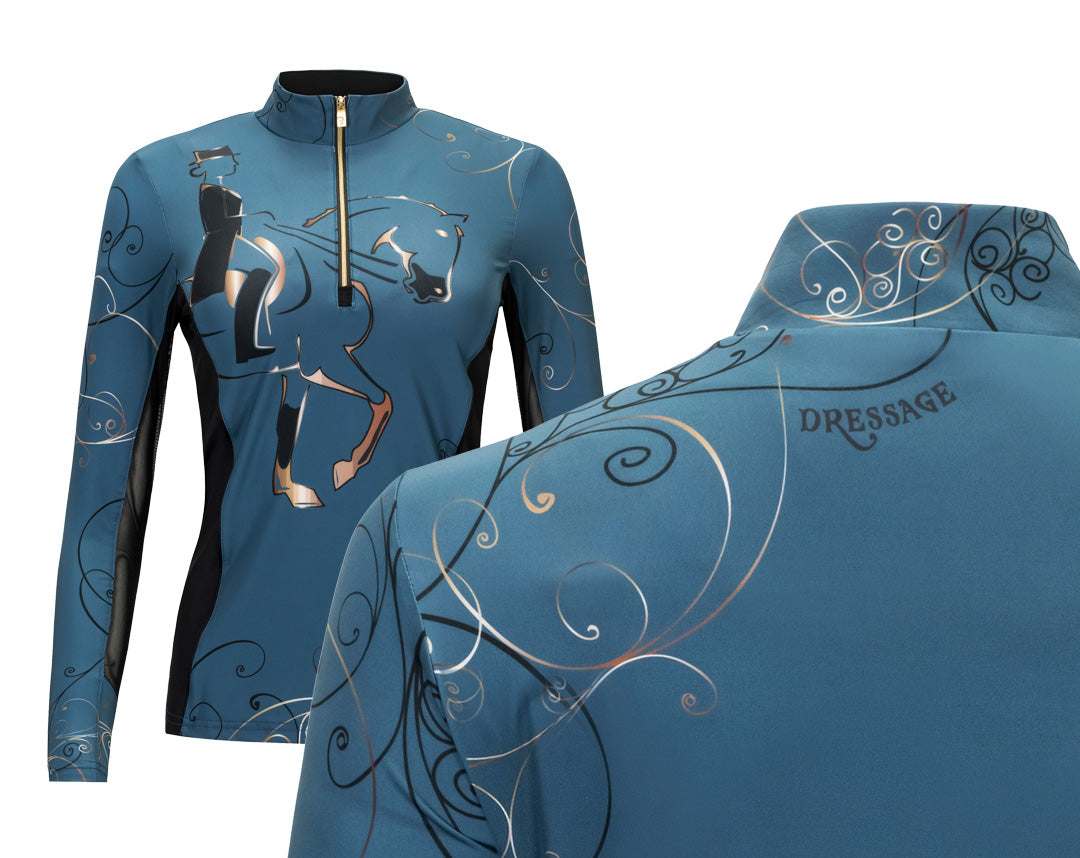 Dressage Sun Shirt, Sapphire w/mesh