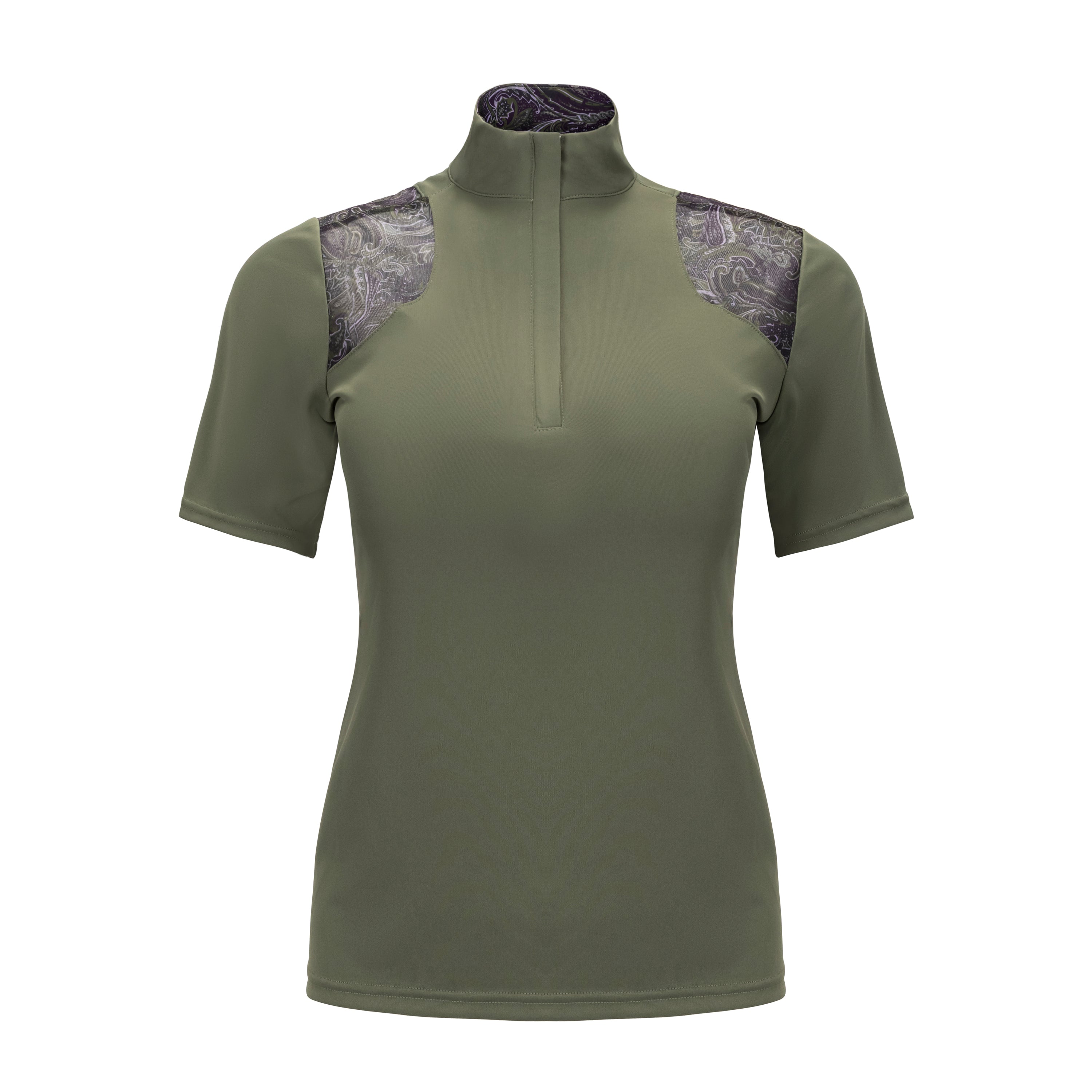 Midsummer Mesh Short Sleeve Sun Shirt, Paisley in Olive (XS only)