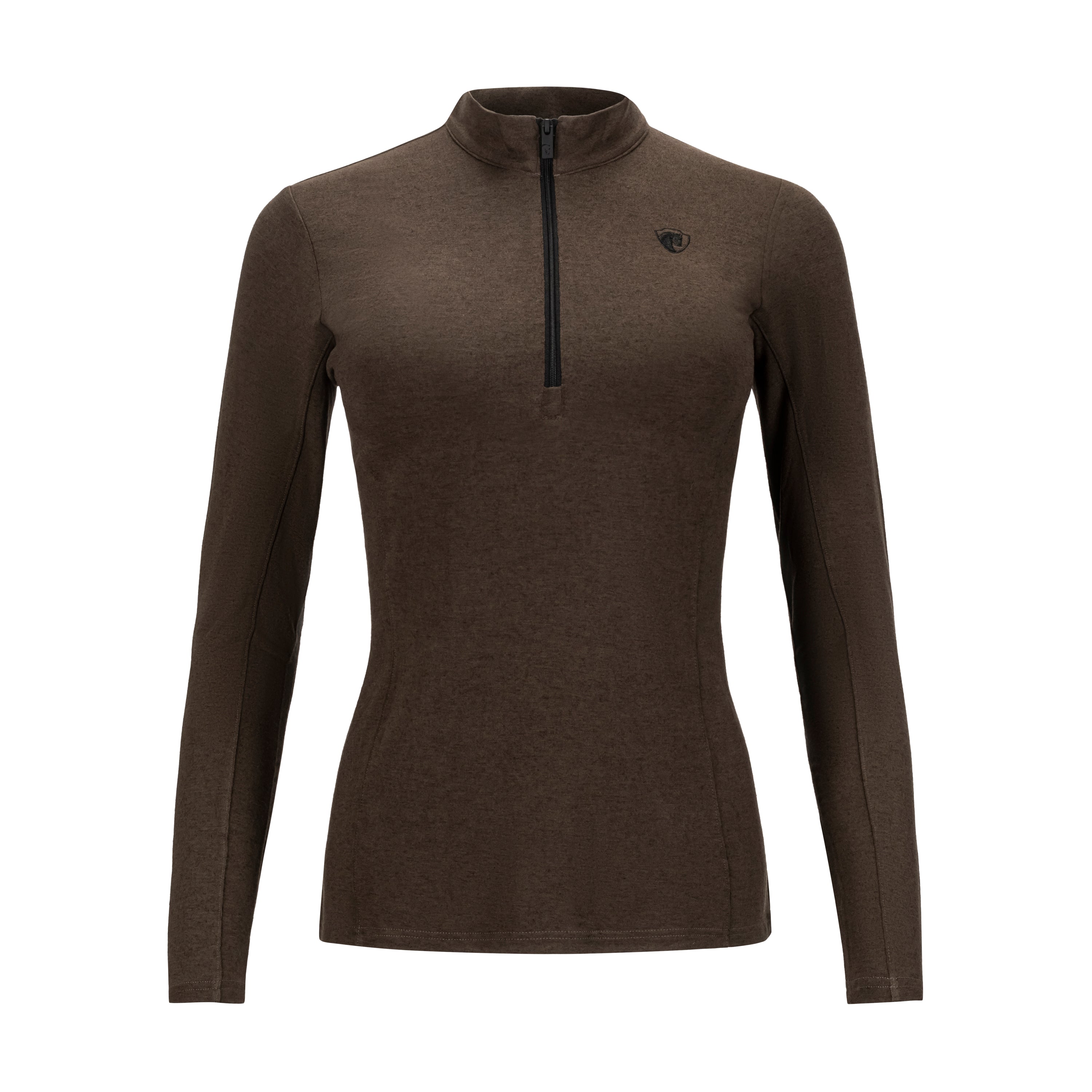 Merino Bamboo Quarter Zip, Teak/Black