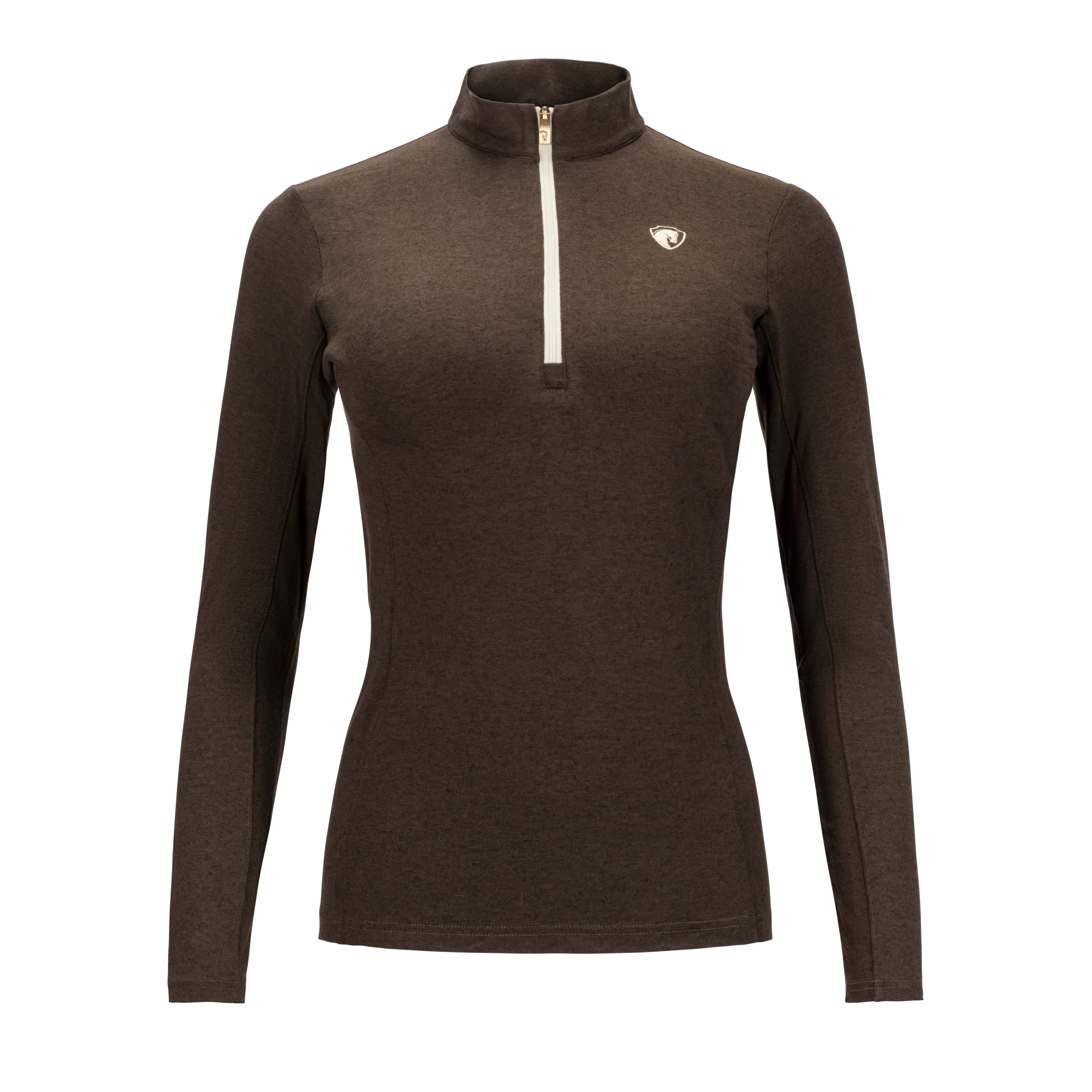 Merino Bamboo Quarter Zip, Teak/Champagne
