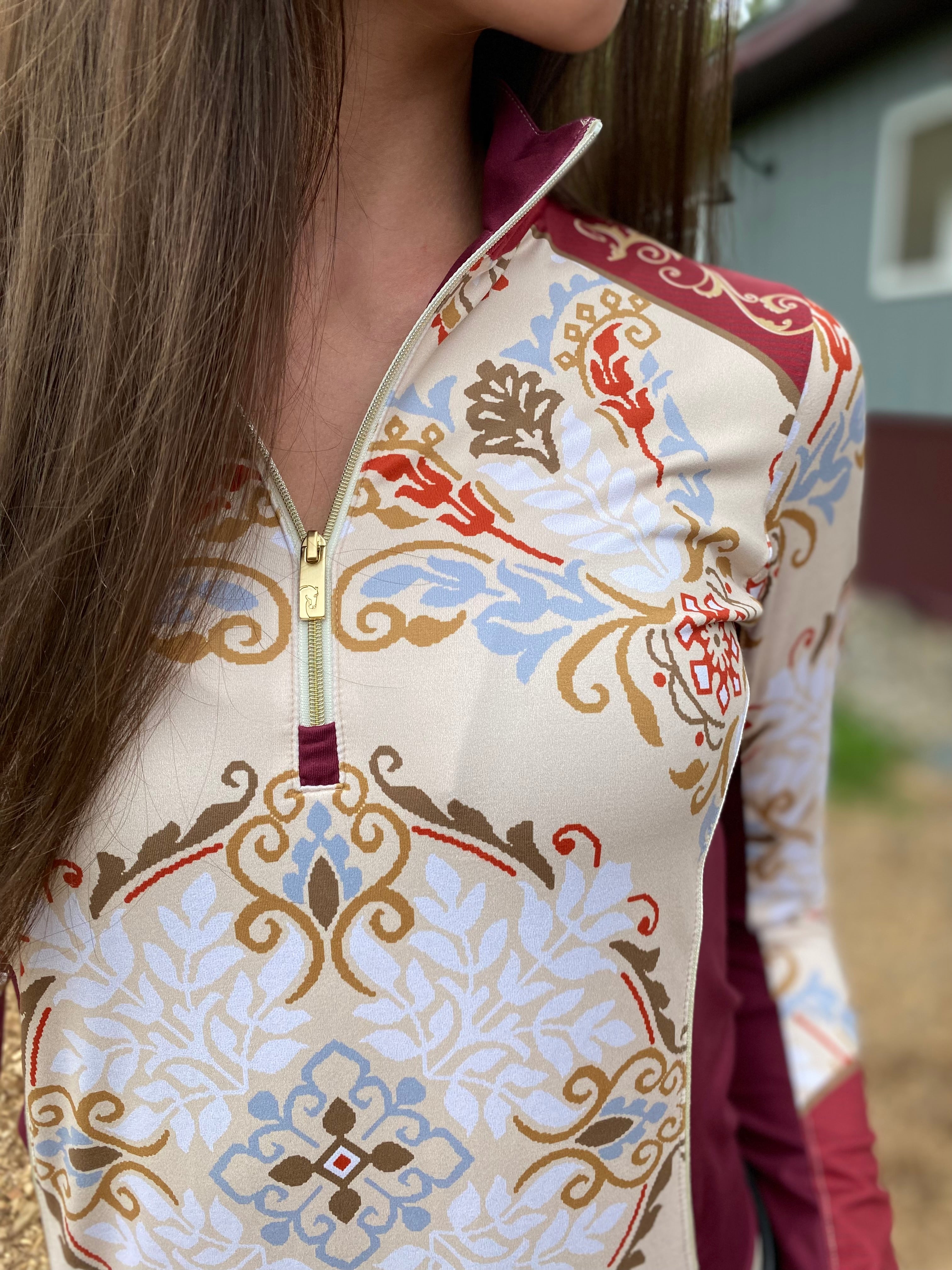 Catori Quarter Zip, Palomino/Multi
